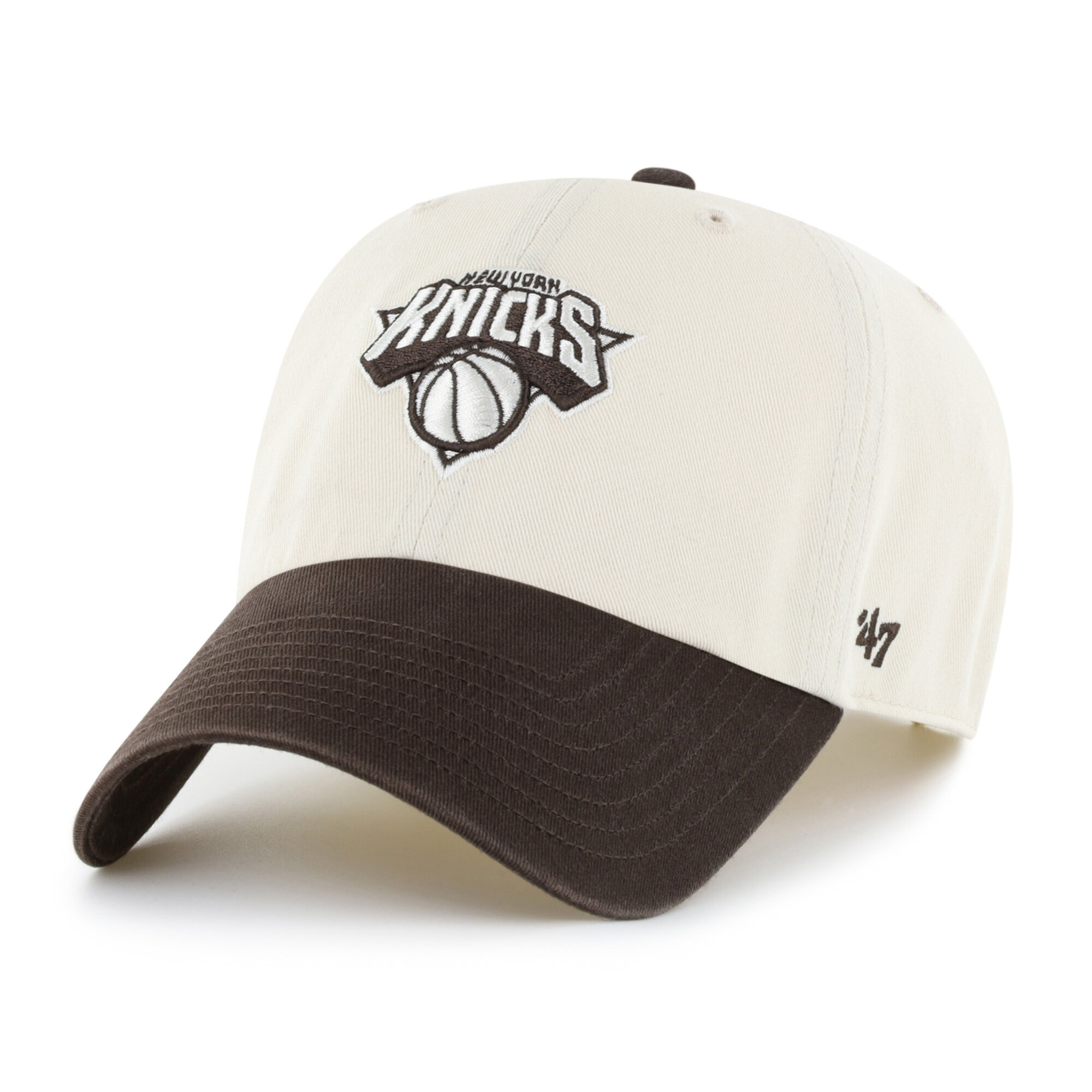 Men's '47 Natural/Brown New York Knicks Two-Tone Clean Up Adjustable Hat