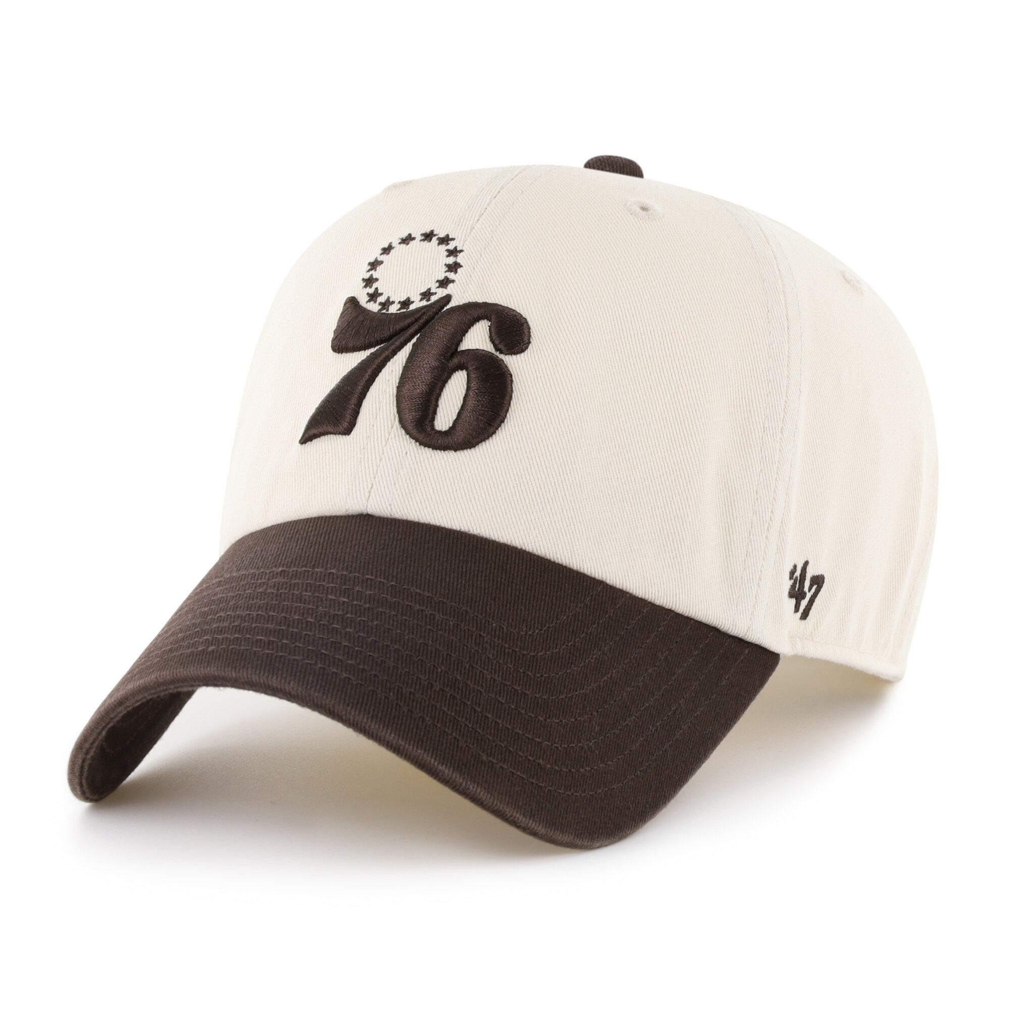 Men's '47 Natural/Brown Philadelphia 76ers Two-Tone Clean Up Adjustable Hat