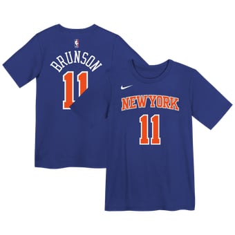 Preschool Nike Jalen Brunson Blue New York Knicks Icon Name & Number T-Shirt