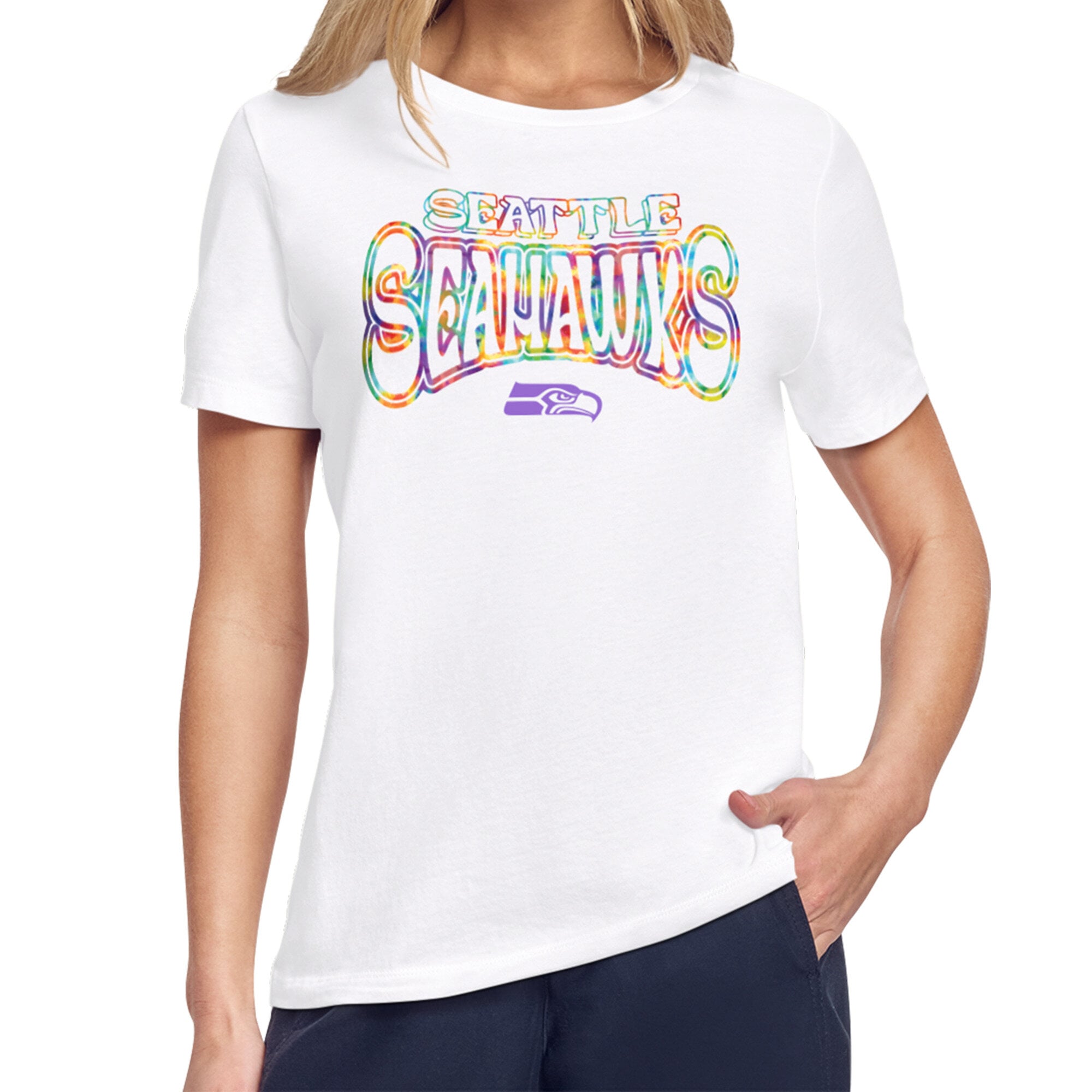 Women's Starter White Seattle Seahawks Kaleidoscope Kickoff T-Shirt