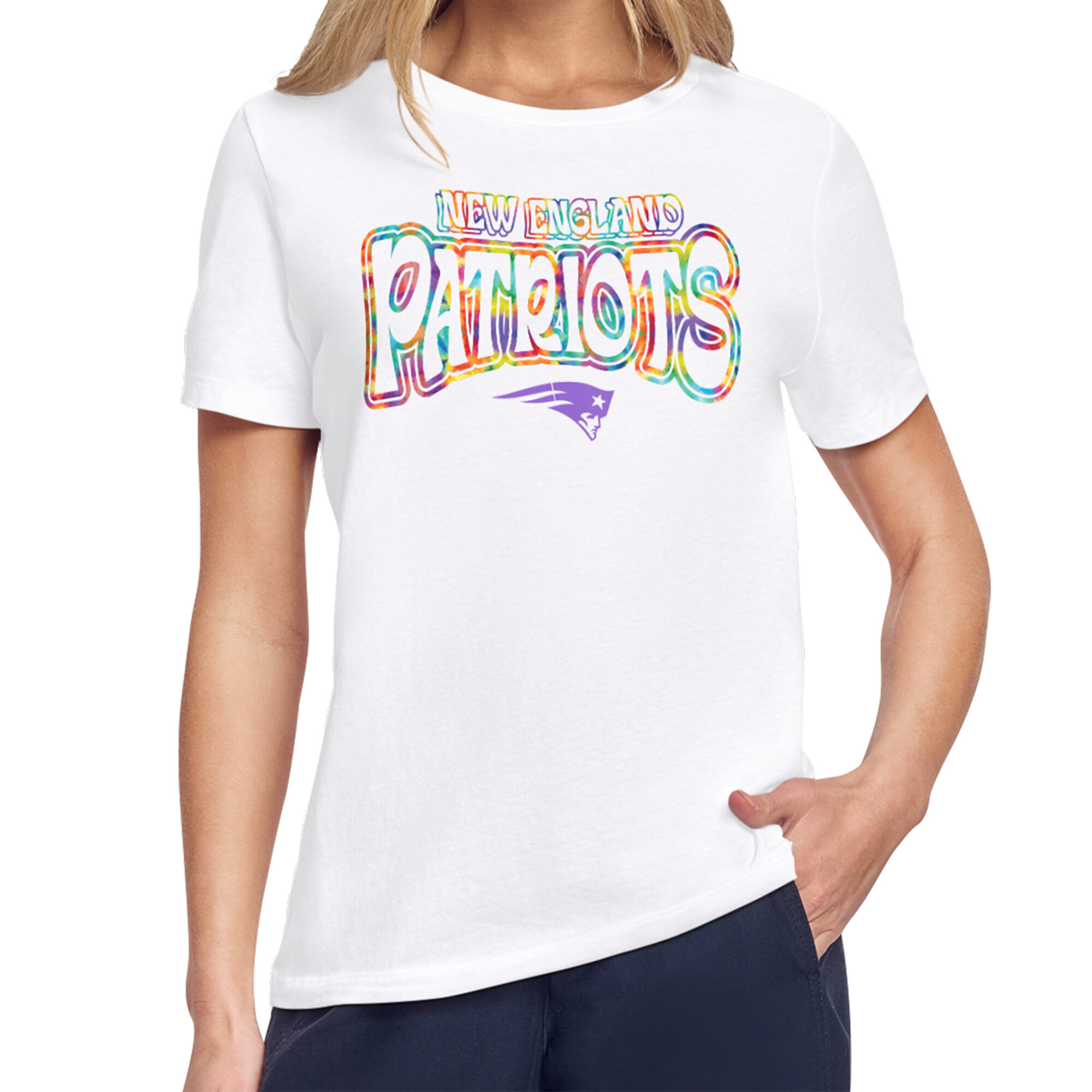 Women's Starter White New England Patriots Kaleidoscope Kickoff T-Shirt