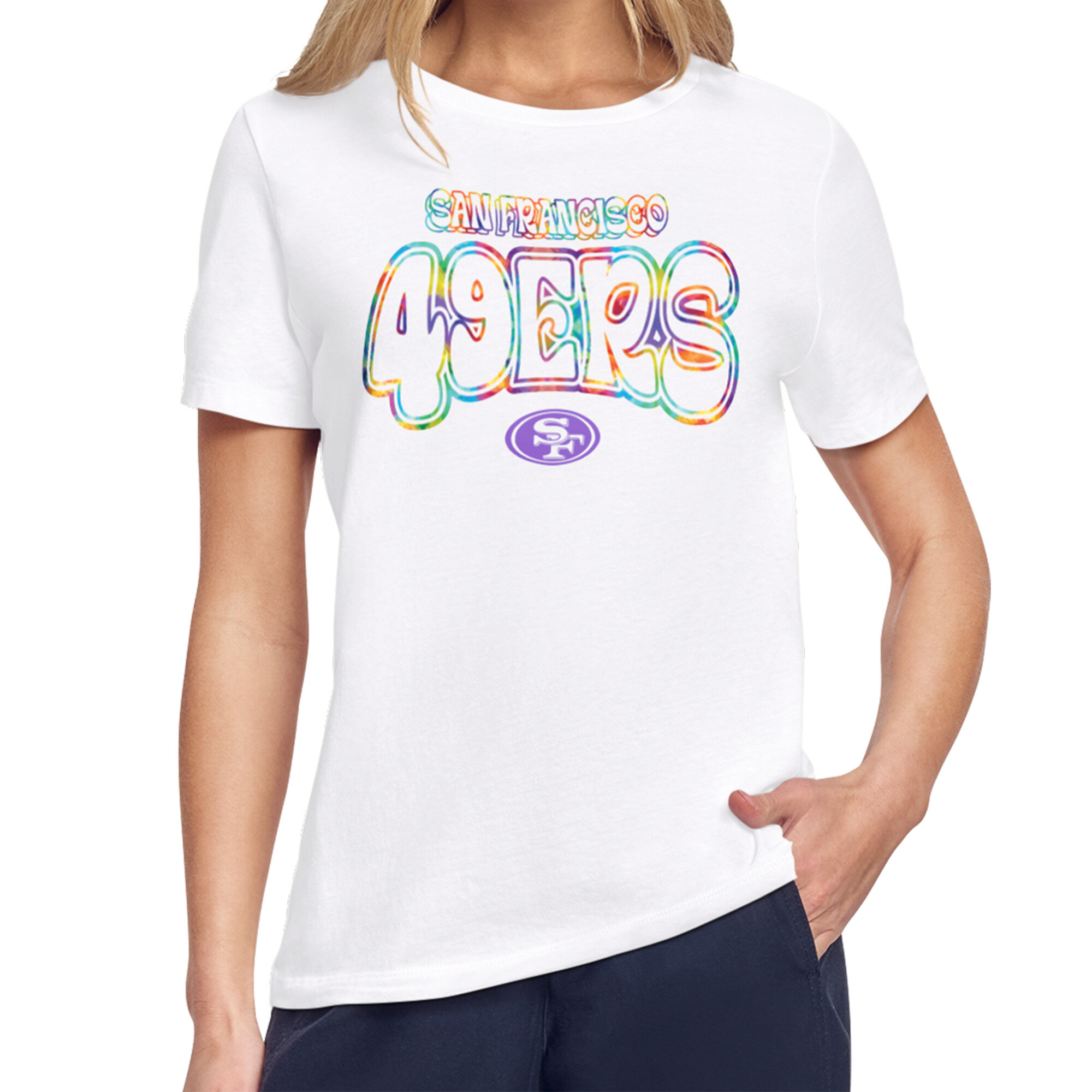 Women's Starter White San Francisco 49ers Kaleidoscope Kickoff T-Shirt