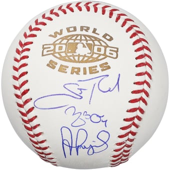 Albert Pujols, Yadier Molina & Scott Rolen St. Louis Cardinals Autographed 2006 World Series Logo Baseball - Limited Edition #10/10