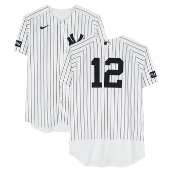 Trent Grisham New York Yankees Game-Used #12 White Pinstripe Nike Jersey vs. Texas Rangers on May 7, 2026