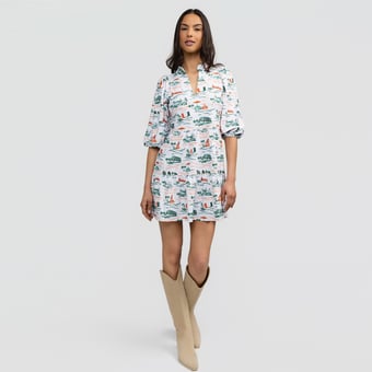 Women's Smith & Quinn White Miami Hurricanes 3/4 Sleeve Toile Tory Dress