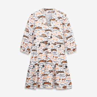 Women's Smith & Quinn White Oklahoma State Cowboys 3/4 Sleeve Toile Tory Dress