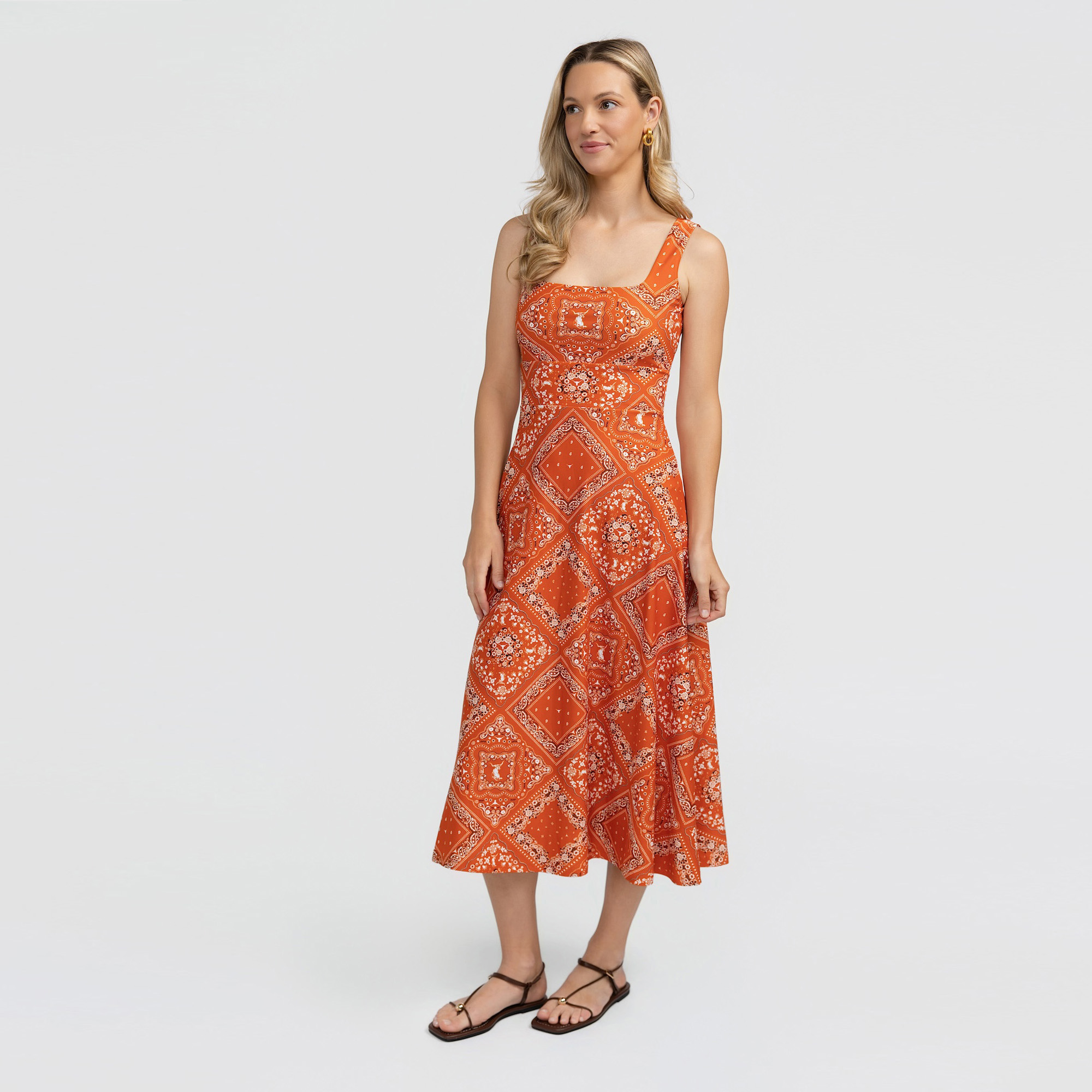 Women's Smith & Quinn Texas Orange Texas Longhorns Deidra Bandana Print Maxi Dress