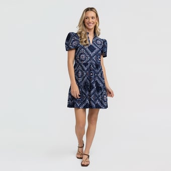 Women's Smith & Quinn Navy Auburn Tigers Bandana Print Tiered Dress