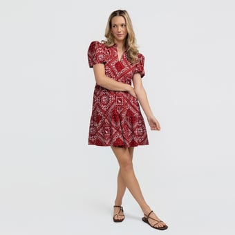 Women's Smith & Quinn Crimson Alabama Crimson Tide Bandana Print Tiered Dress