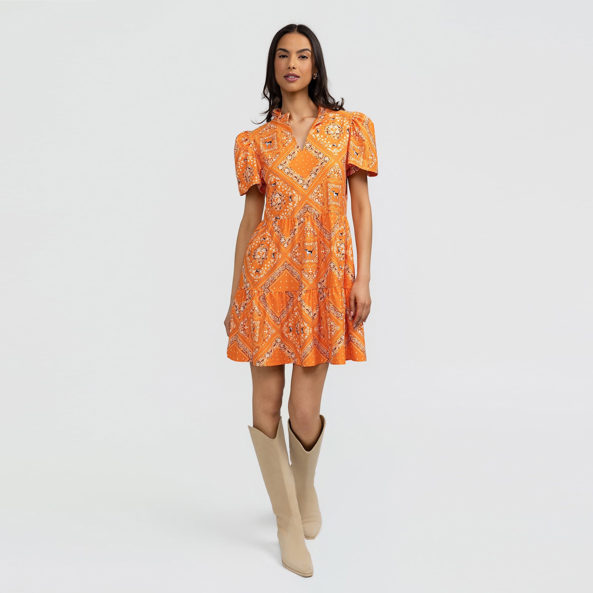 Women's Smith & Quinn Tennessee Orange Tennessee Volunteers Bandana Print Tiered Dress