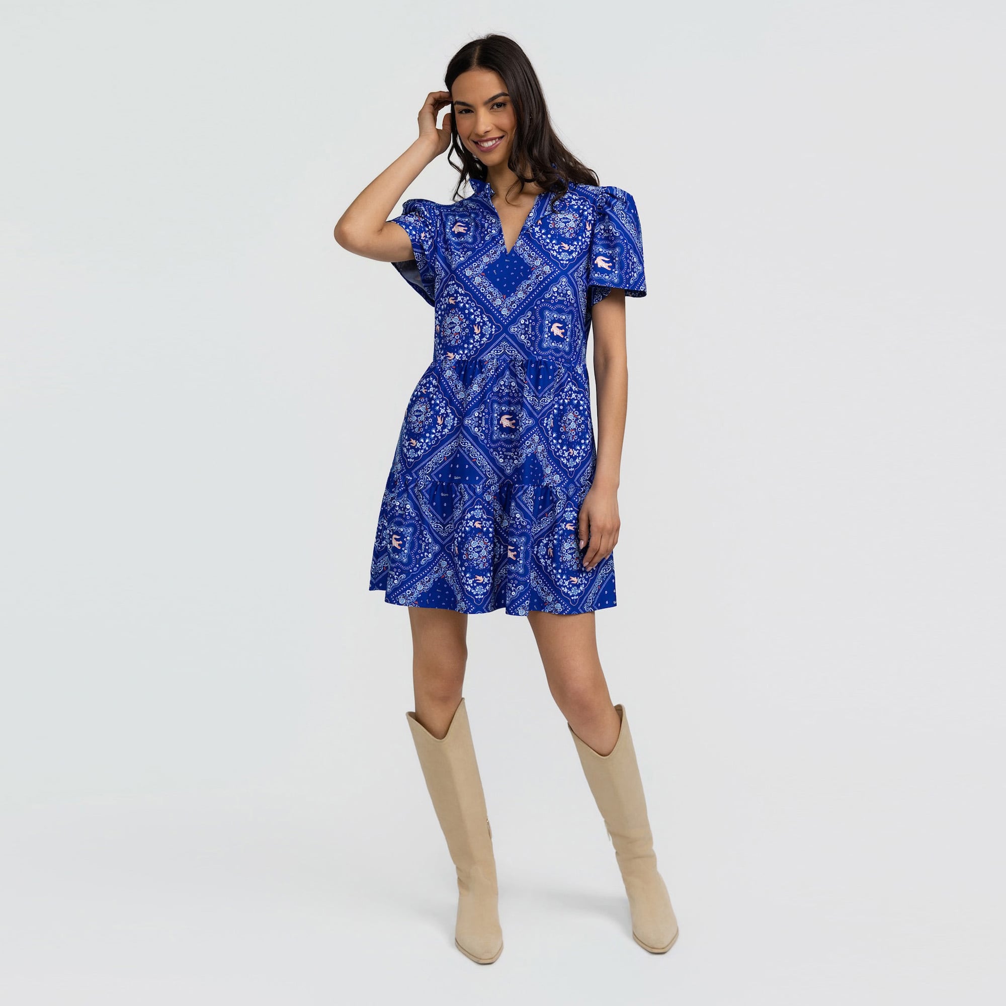 Women's Smith & Quinn Royal Florida Gators Bandana Print Tiered Dress
