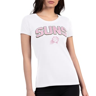 Women's G-III 4Her by Carl Banks White Phoenix Suns Pink Leopard Super-Slim Lightweight T-Shirt