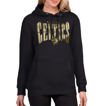 Women's G-III 4Her by Carl Banks Black Boston Celtics Metallic Team Name Fleece Hoodie