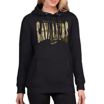 Women's G-III 4Her by Carl Banks Black Cleveland Cavaliers Metallic Team Name Fleece Hoodie