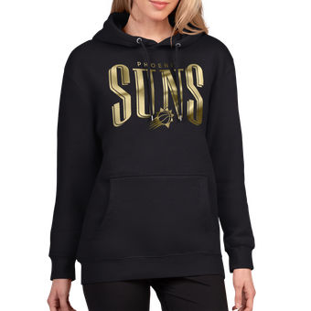 Women's G-III 4Her by Carl Banks Black Phoenix Suns Metallic Team Name Fleece Hoodie