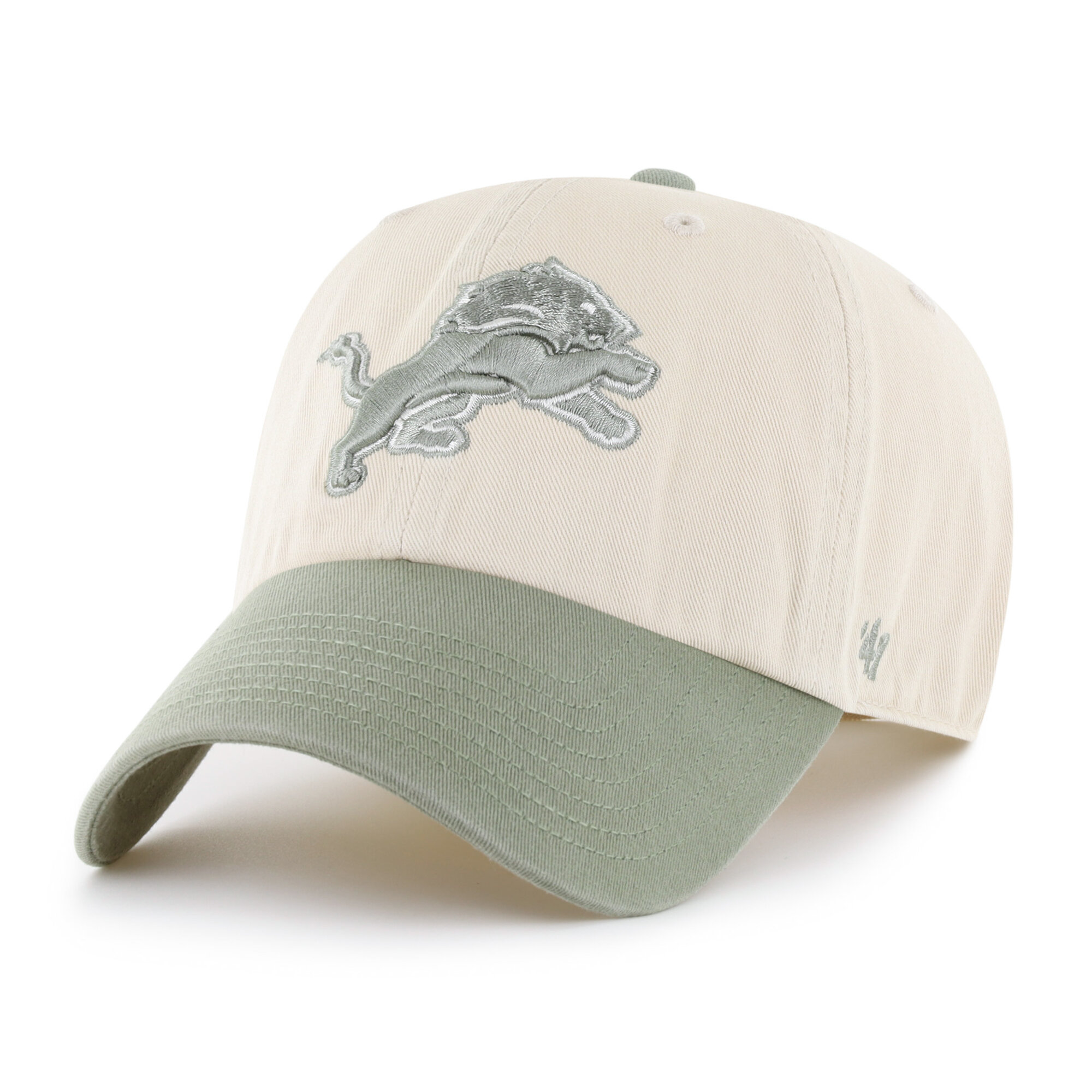 Men's '47 Natural/Green Detroit Lions Clean Up Adjustable Hat