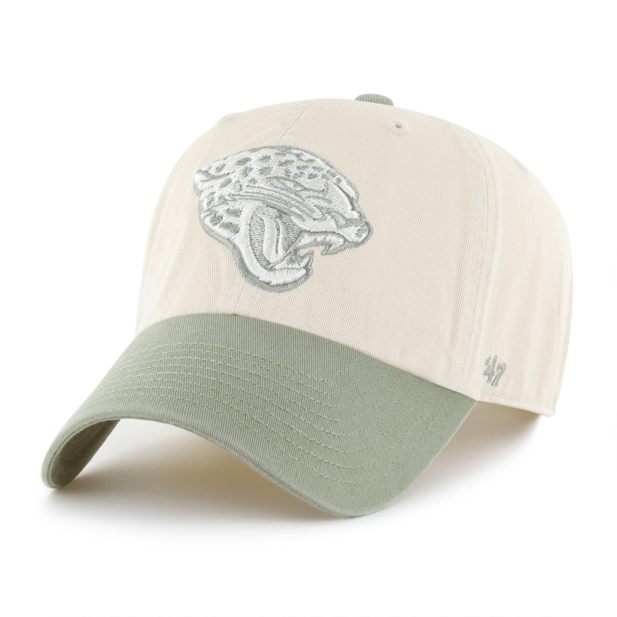 Men's '47 Natural/Green Jacksonville Jaguars Clean Up Adjustable Hat