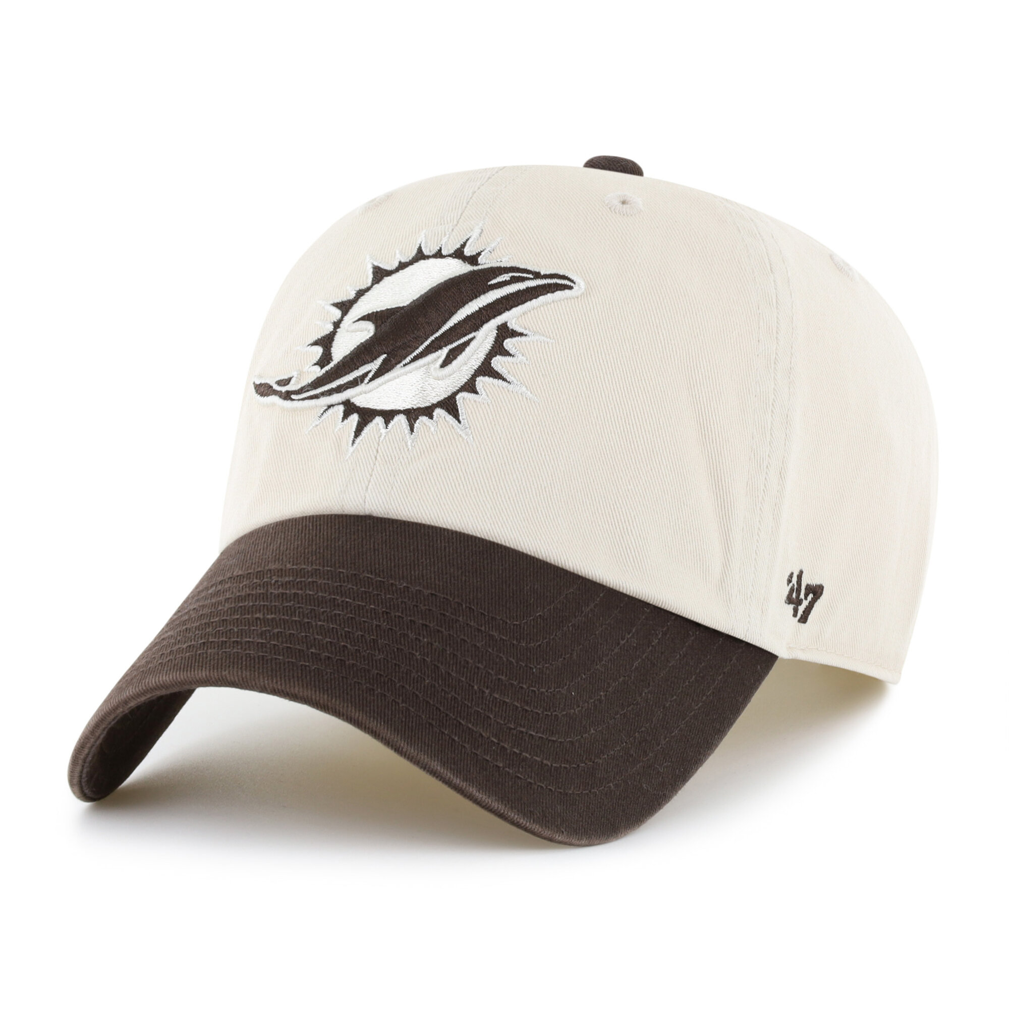 Men's '47 Natural/Brown Miami Dolphins Clean Up Adjustable Hat