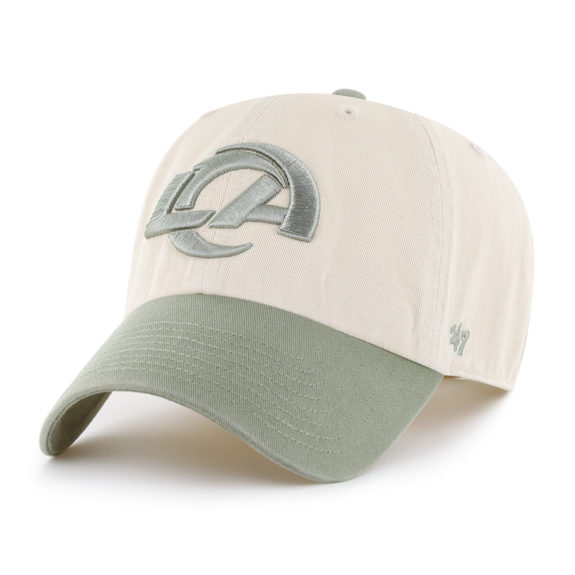 Men's '47 Natural/Green Los Angeles Rams Clean Up Adjustable Hat