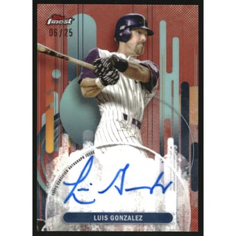 2025 Finest Autographs Orange Refractors #FALGO Luis Gonzalez