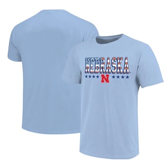 Youth  Light Blue Nebraska Huskers Americana Flag T-Shirt