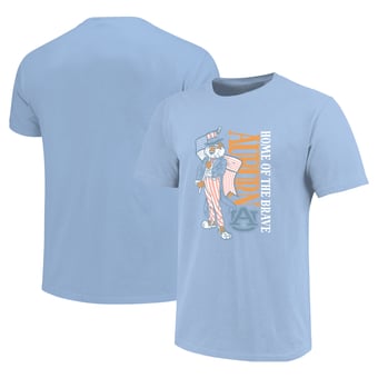 Girls Youth  Light Blue Auburn Tigers Americana Mascot Flag T-Shirt