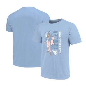 Girls Youth  Light Blue West Virginia Mountaineers Americana Mascot Flag T-Shirt