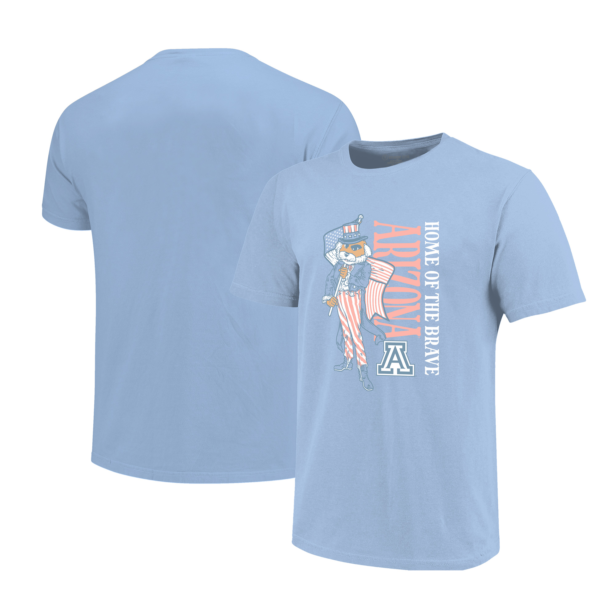 Girls Youth  Light Blue Arizona Wildcats Americana Mascot Flag T-Shirt