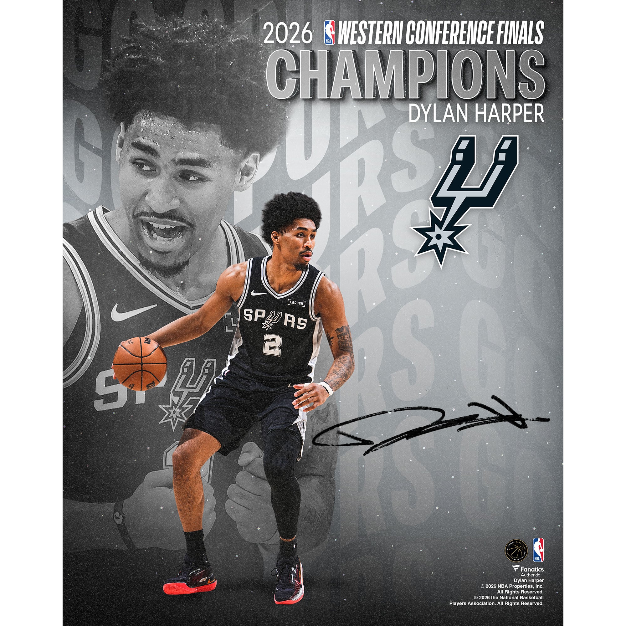Dylan Harper San Antonio Spurs Autographed 16" x 20" 2026 NBA Western Conference Champions Collage Photograph