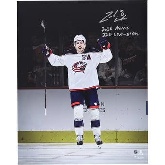 Zach Werenski Columbus Blue Jackets Autographed 16" x 20" Celebration Spotlight Photograph with Multiple Inscriptions - Limited Edition of 25