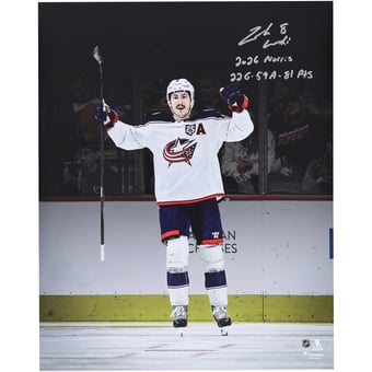 Zach Werenski Columbus Blue Jackets Autographed 16" x 20" Celebration Spotlight Photograph with Multiple Inscriptions