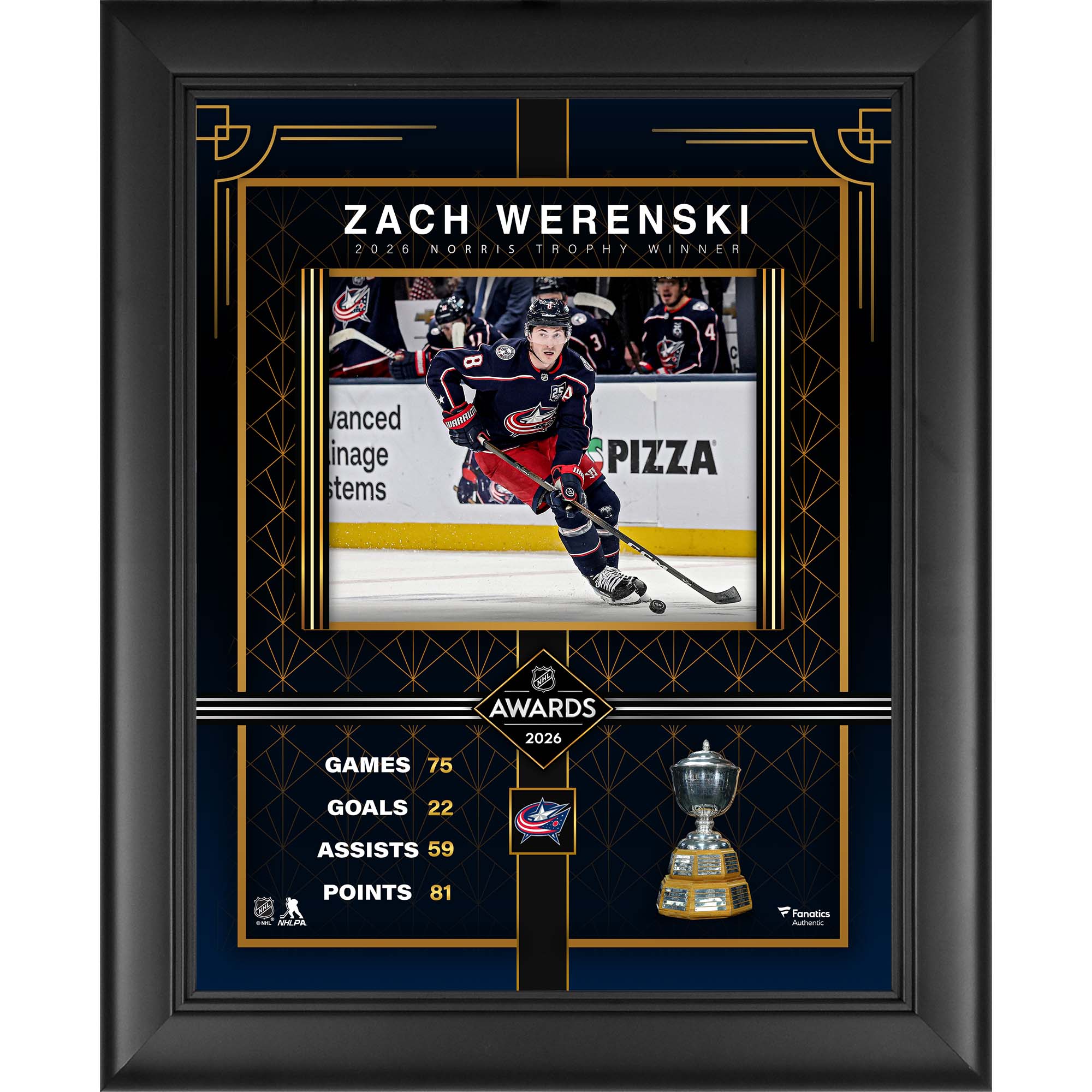 Zach Werenski Columbus Blue Jackets Framed 13" x 16" 2026 Norris Trophy Winner Collage