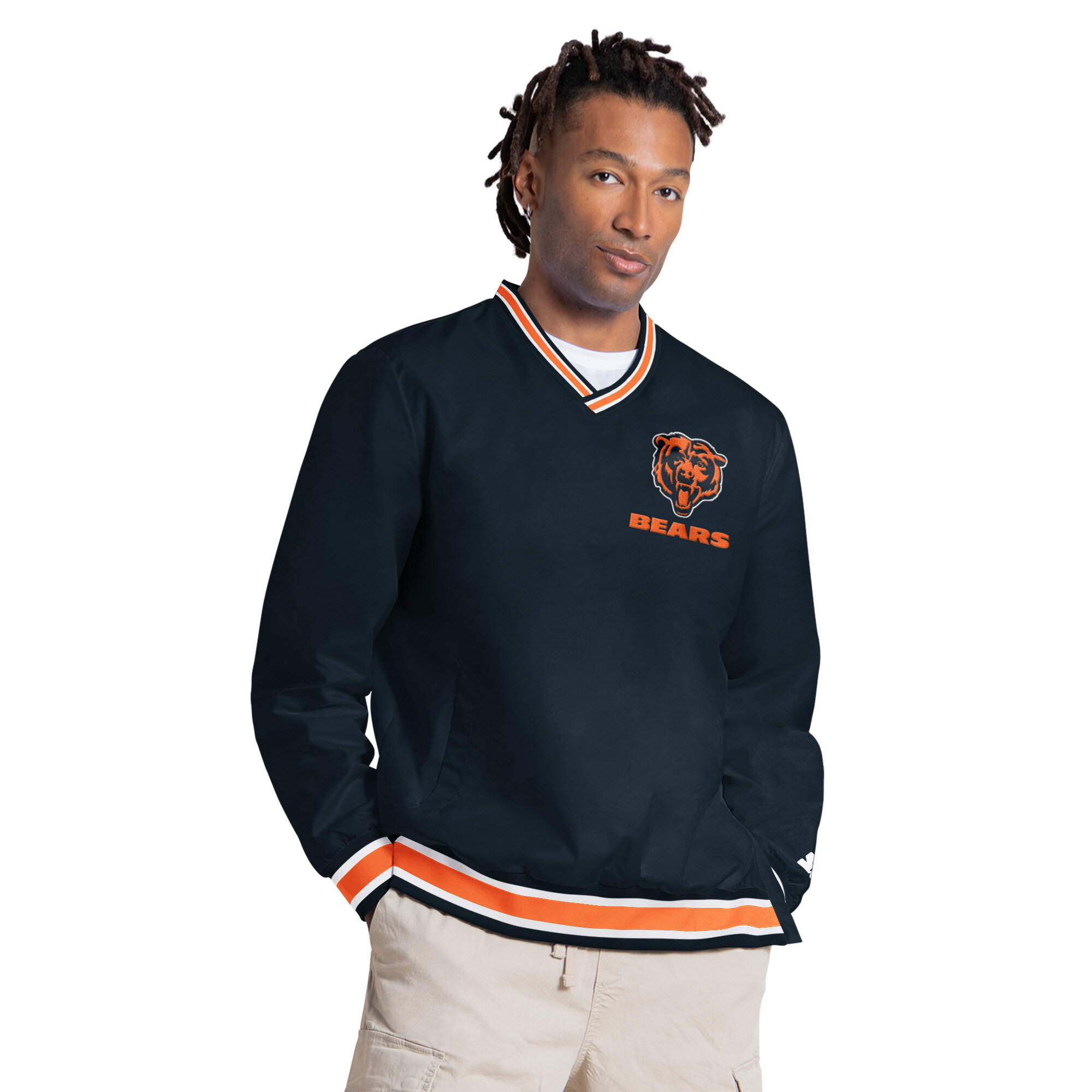 Men's Starter Caleb Williams Navy Chicago Bears Player Layer V-Neck Pullover