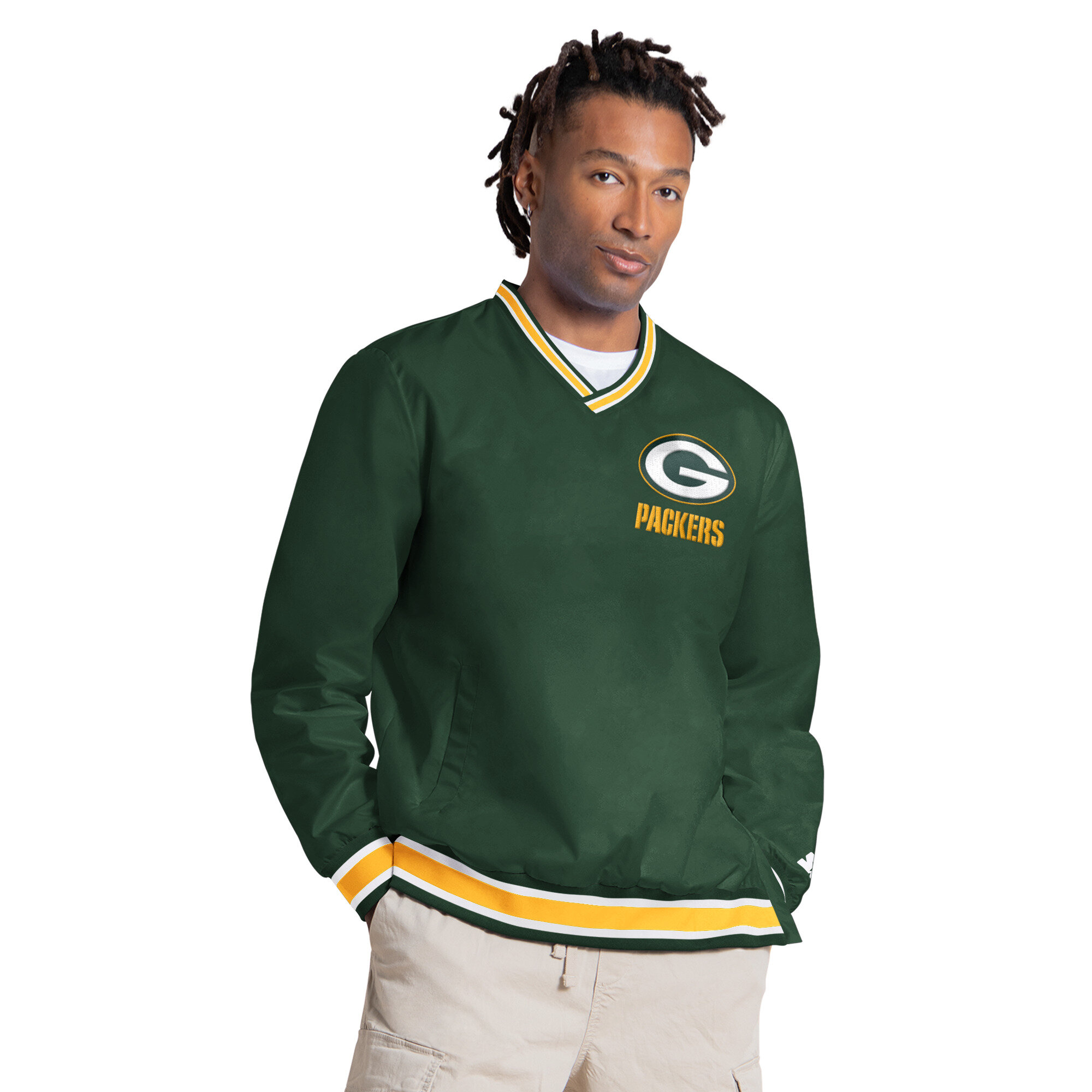 Men's Starter Micah Parsons Green Green Bay Packers Player Layer V-Neck Pullover