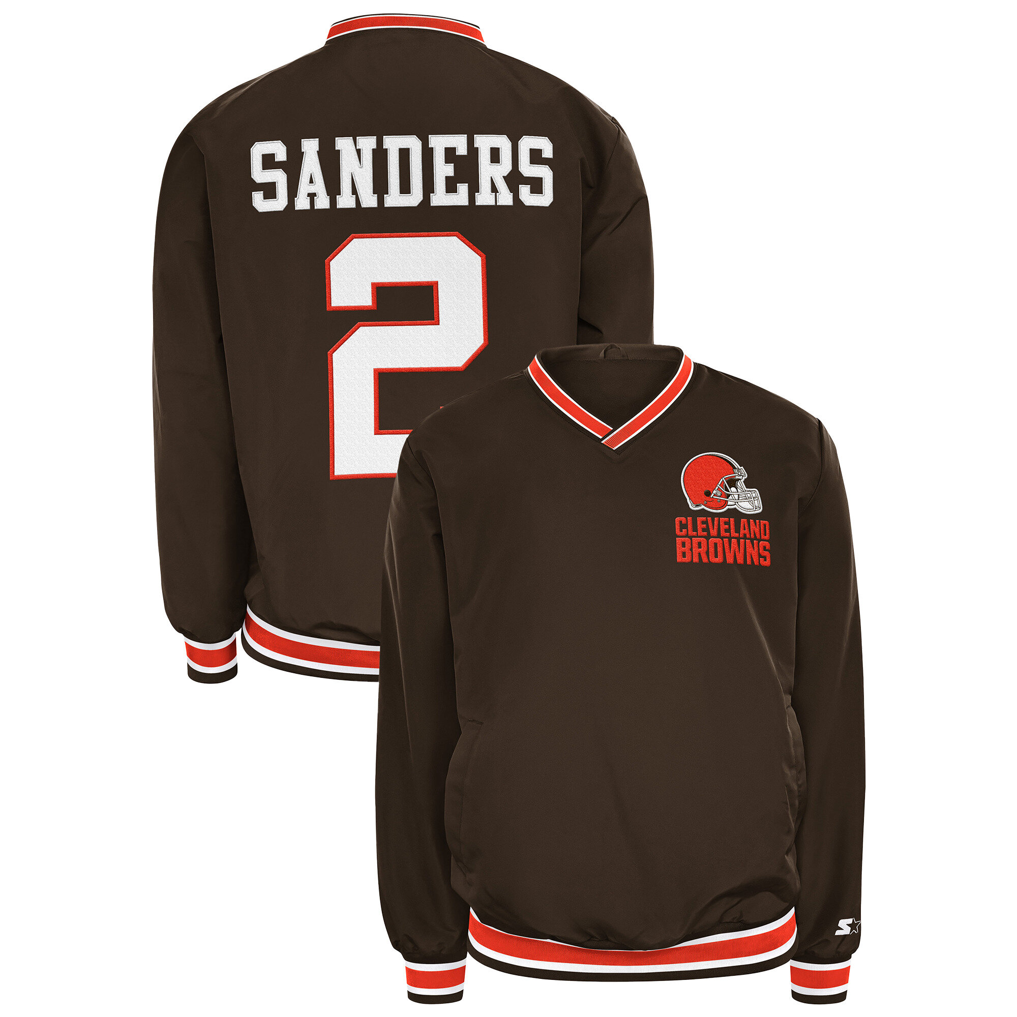Men's Starter Shedeur Sanders Brown Cleveland Browns Player Layer V-Neck Pullover