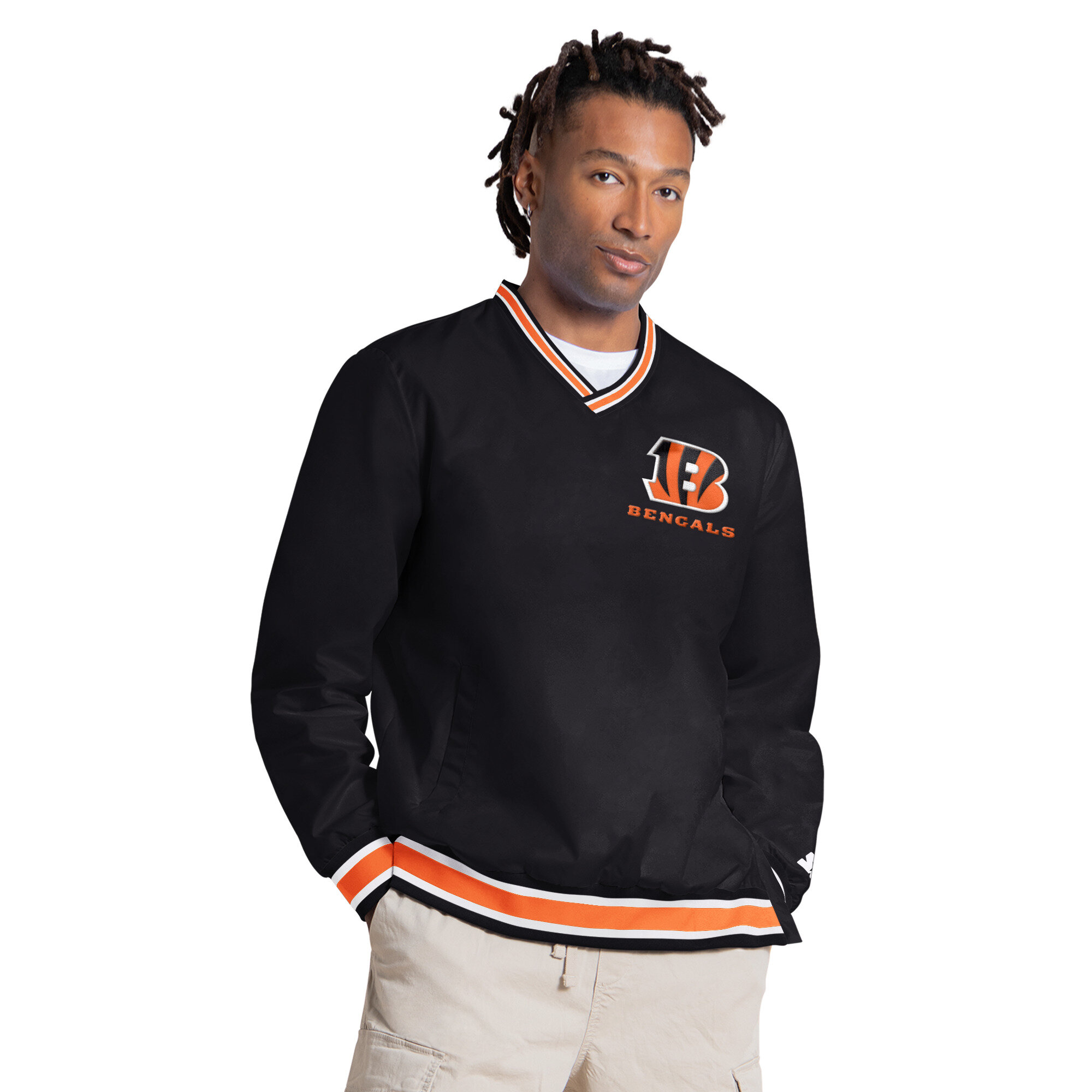 Men's Starter Joe Burrow Black Cincinnati Bengals Player Layer V-Neck Pullover