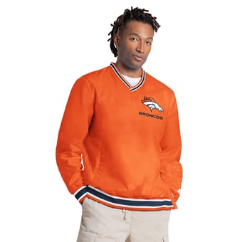 Men's Starter Bo Nix Orange Denver Broncos Player Layer V-Neck Pullover