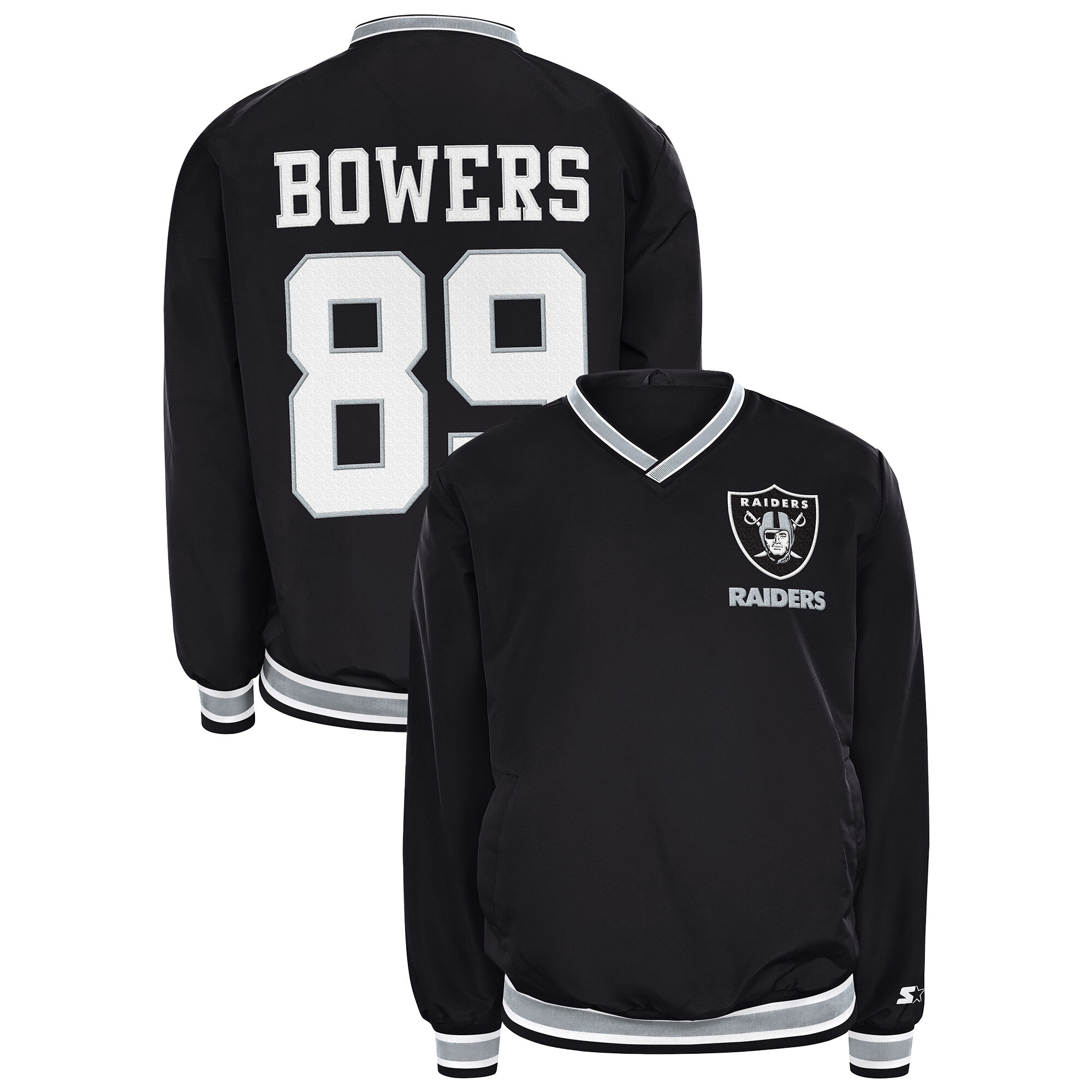 Men's Starter Brock Bowers Black Las Vegas Raiders Player Layer V-Neck Pullover