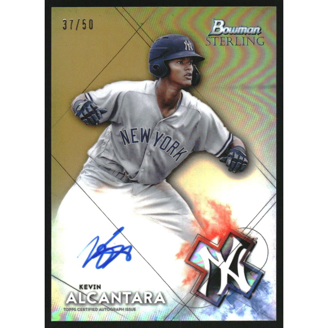 2021 Bowman Sterling Prospect Autographs Gold Refractors #BSPAKA Kevin Alcantara. rookie card picture