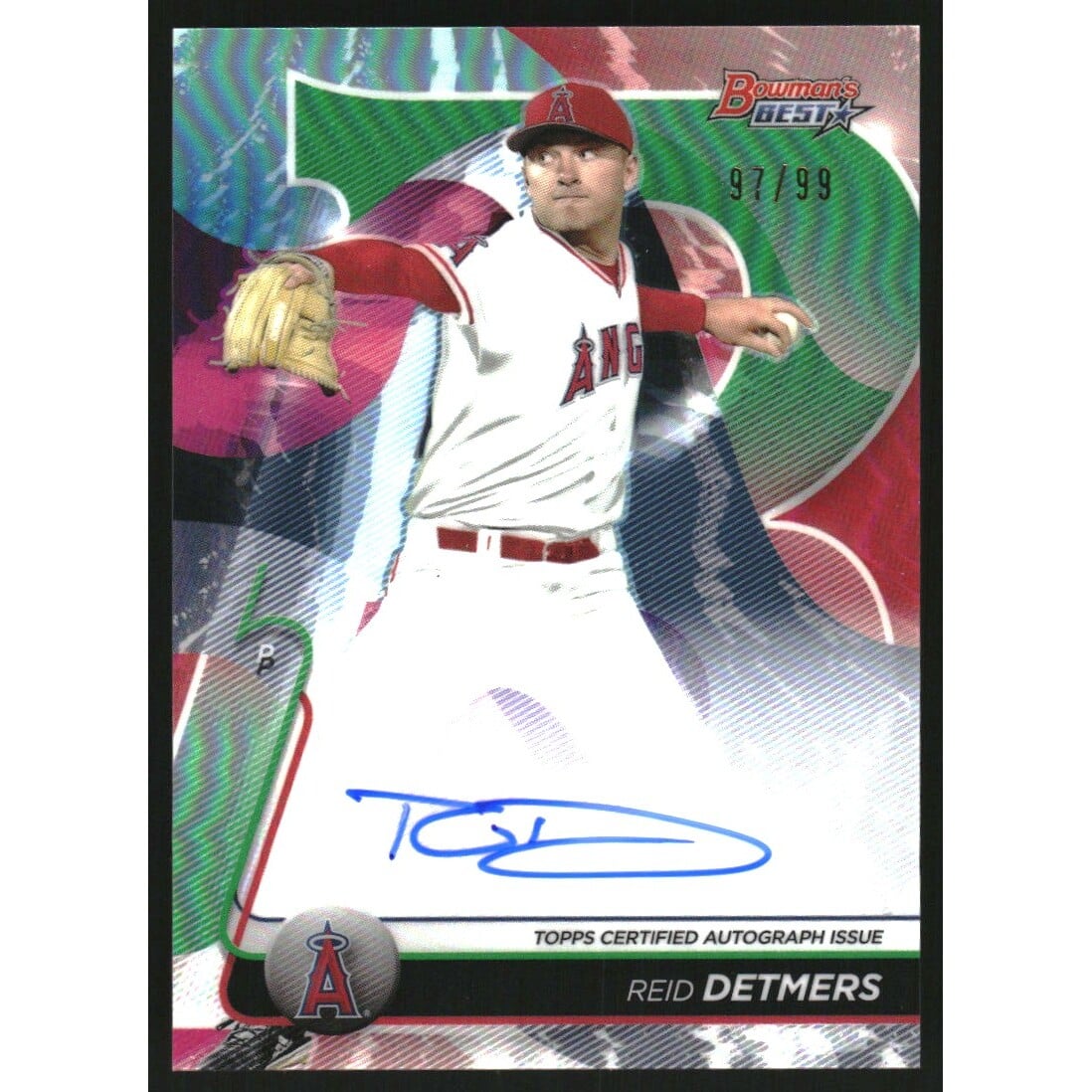 2020 Bowman's Best Best of '20 Autographs Green Refractors #B20RDE Reid Detmers. rookie card picture