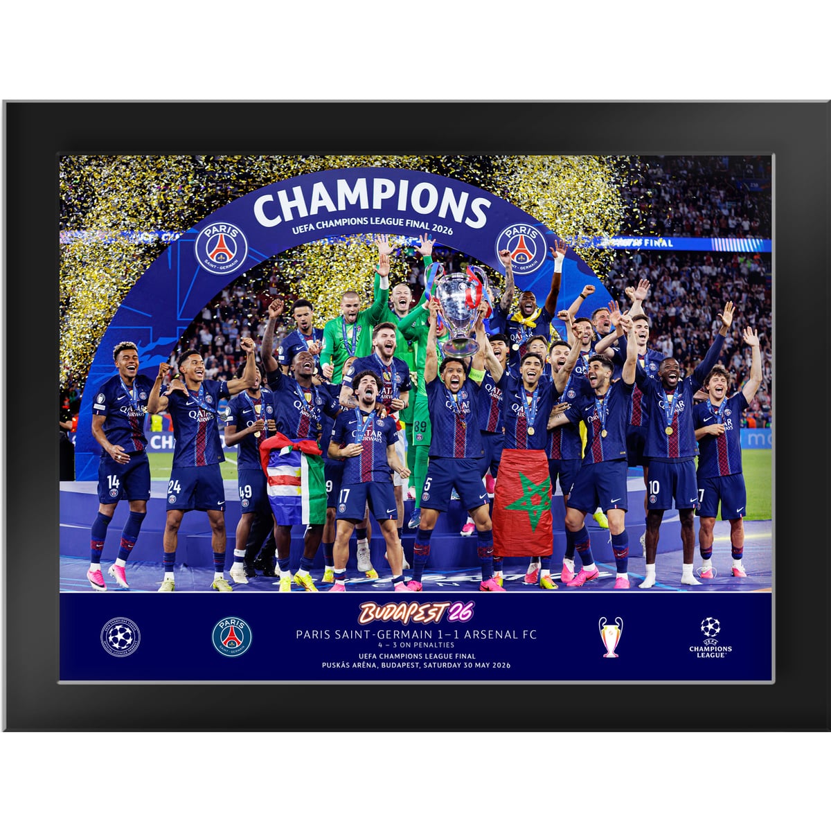 Affiche et cadre PSG Trophée Champions d'Europe - 8x6