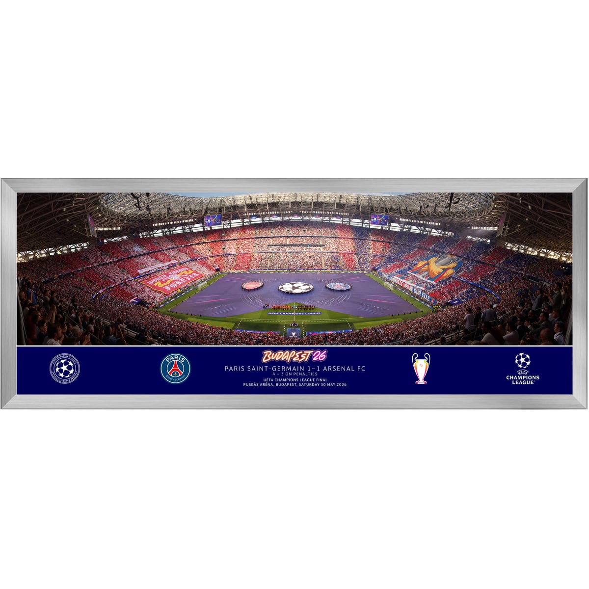 Affiche Panoramique PSG Finale de Ligue des Champions UEFA 2026 Line Up -  30'' - Cadre