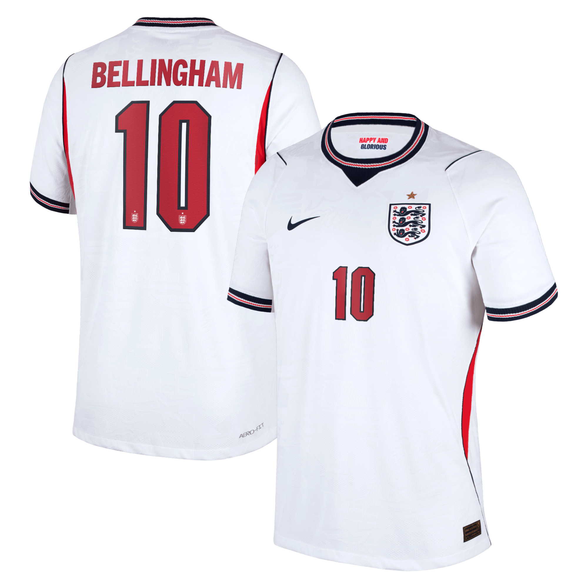 Maillot Domicile Match Angleterre Nike Aero-FIT 2026 avec flocage Bellingham 10