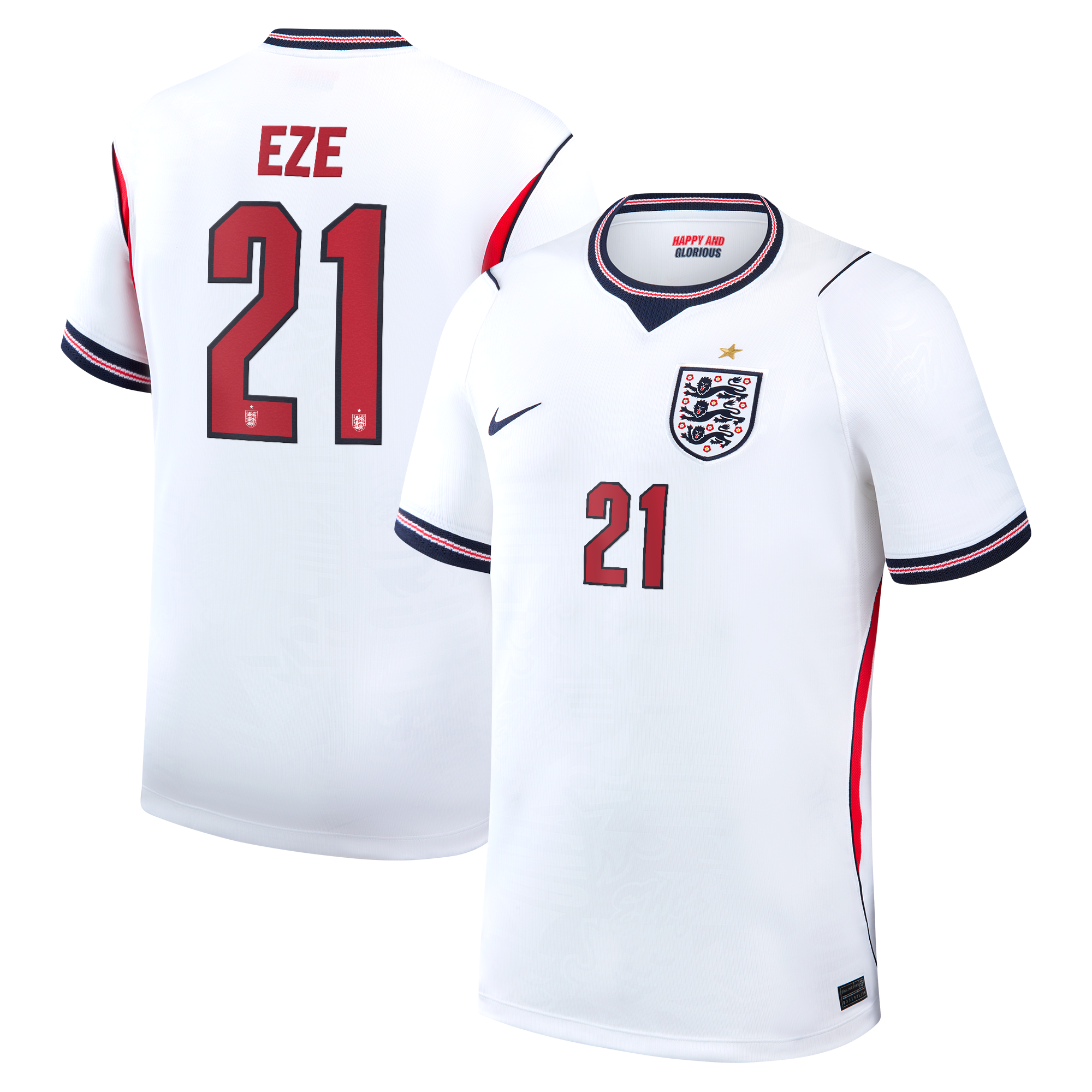 Maillot Domicile Stadium Angleterre Nike 2026 avec flocage Eze 21: retailer-supplied image