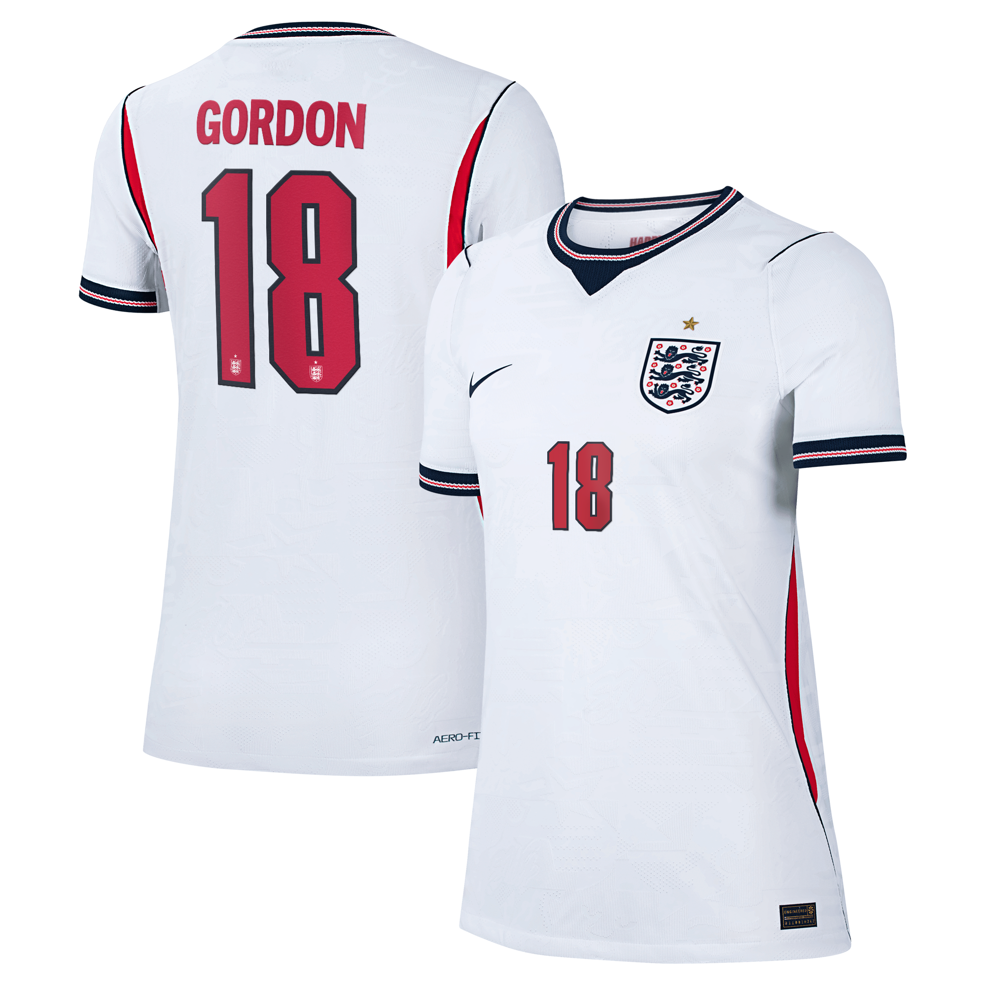 Maillot Domicile Match Angleterre Nike Aero-FIT 2026 - Femme avec flocage Gordon 18