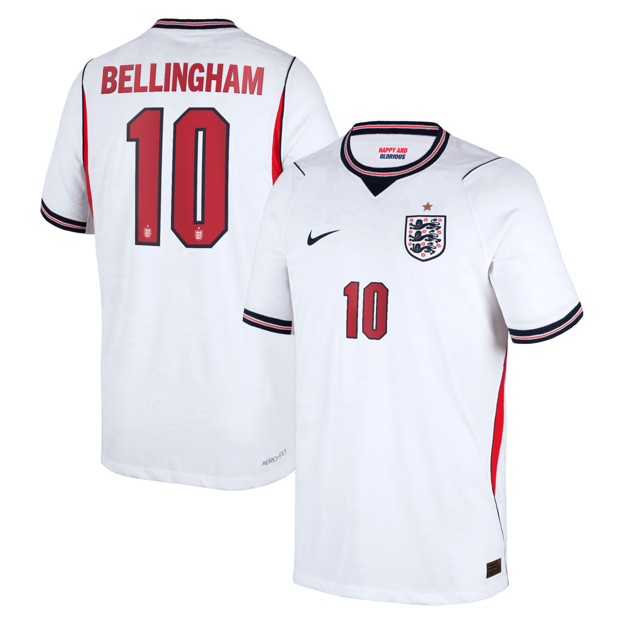 Maillot Domicile Match Angleterre Nike Aero-FIT 2026 - Enfant avec flocage Bellingham 10