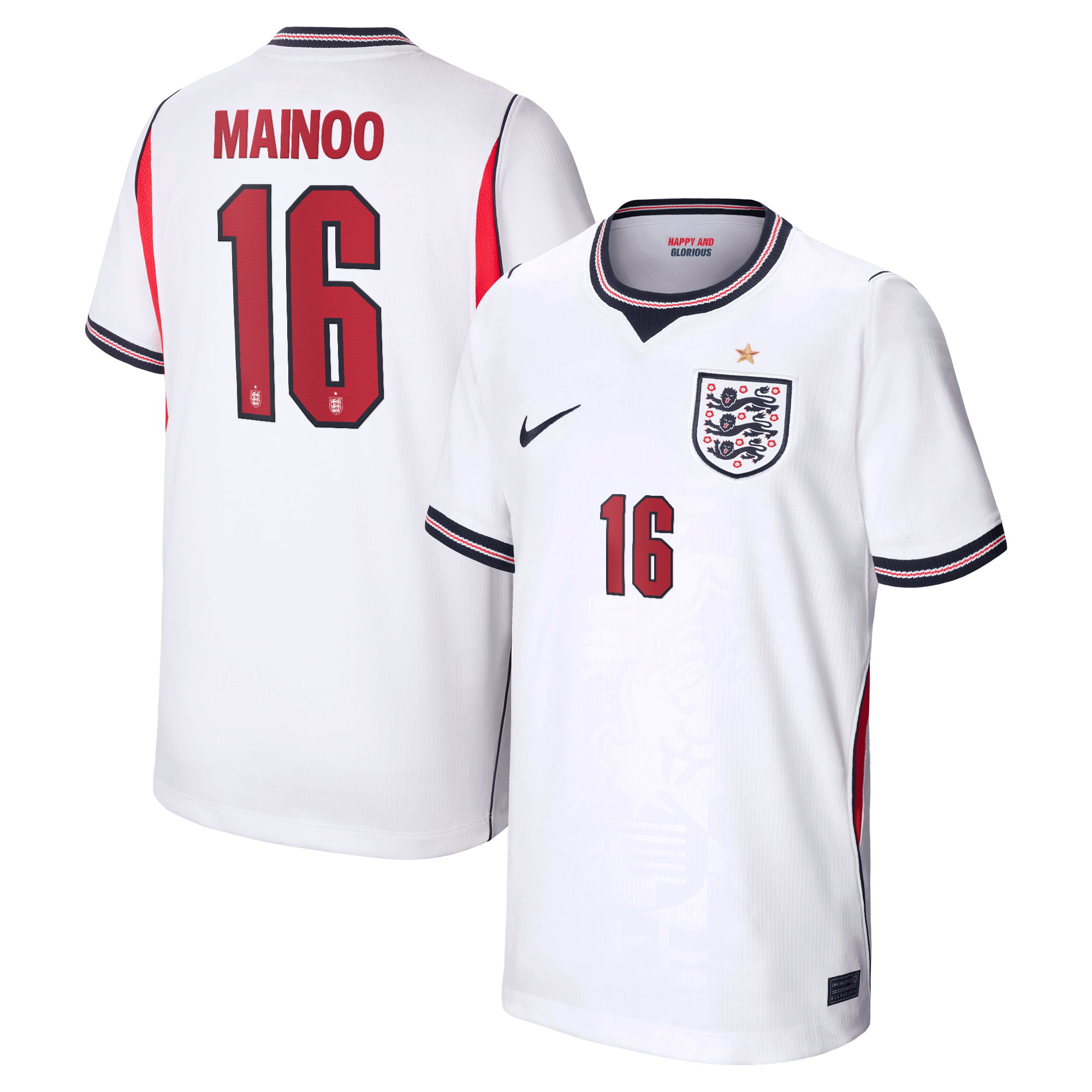 Maillot Domicile Stadium Angleterre Nike 2026 - Enfant avec flocage Mainoo 16