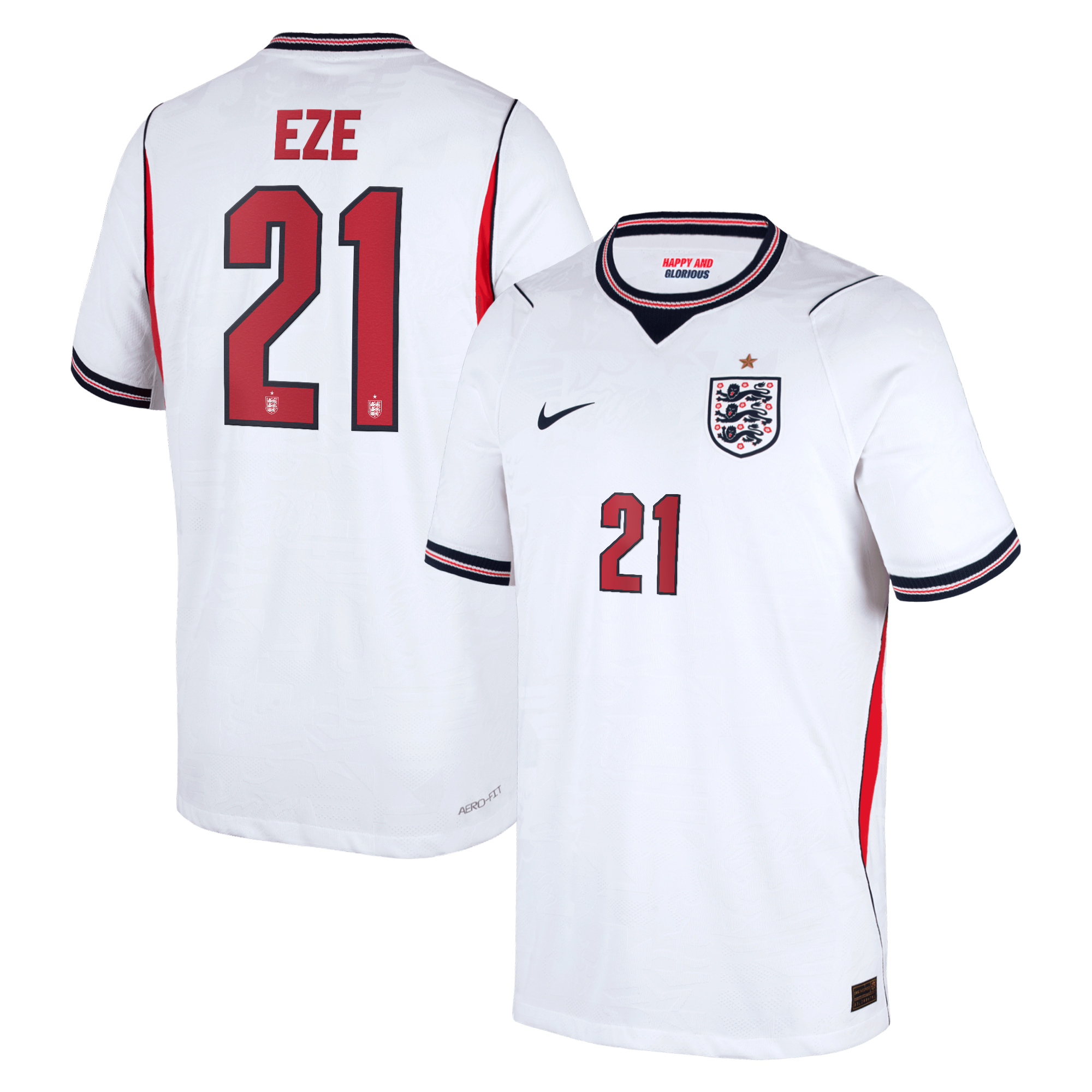Maillot Domicile Match Angleterre Nike Aero-FIT 2026 - Enfant avec flocage Eze 21