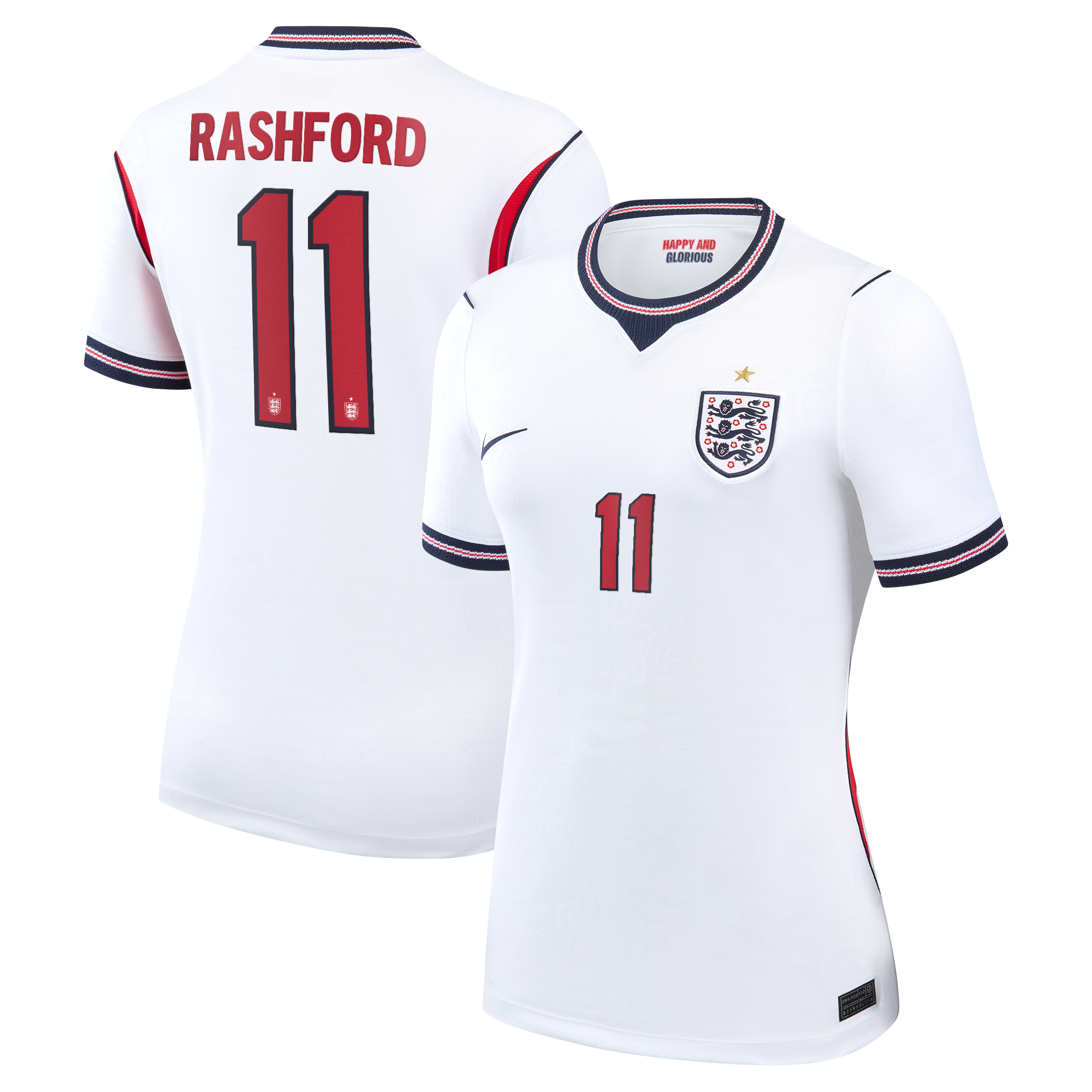 England Nike Stadium Heimtrikot 2026 - Damen mit Aufdruck Rashford 11: retailer-supplied image