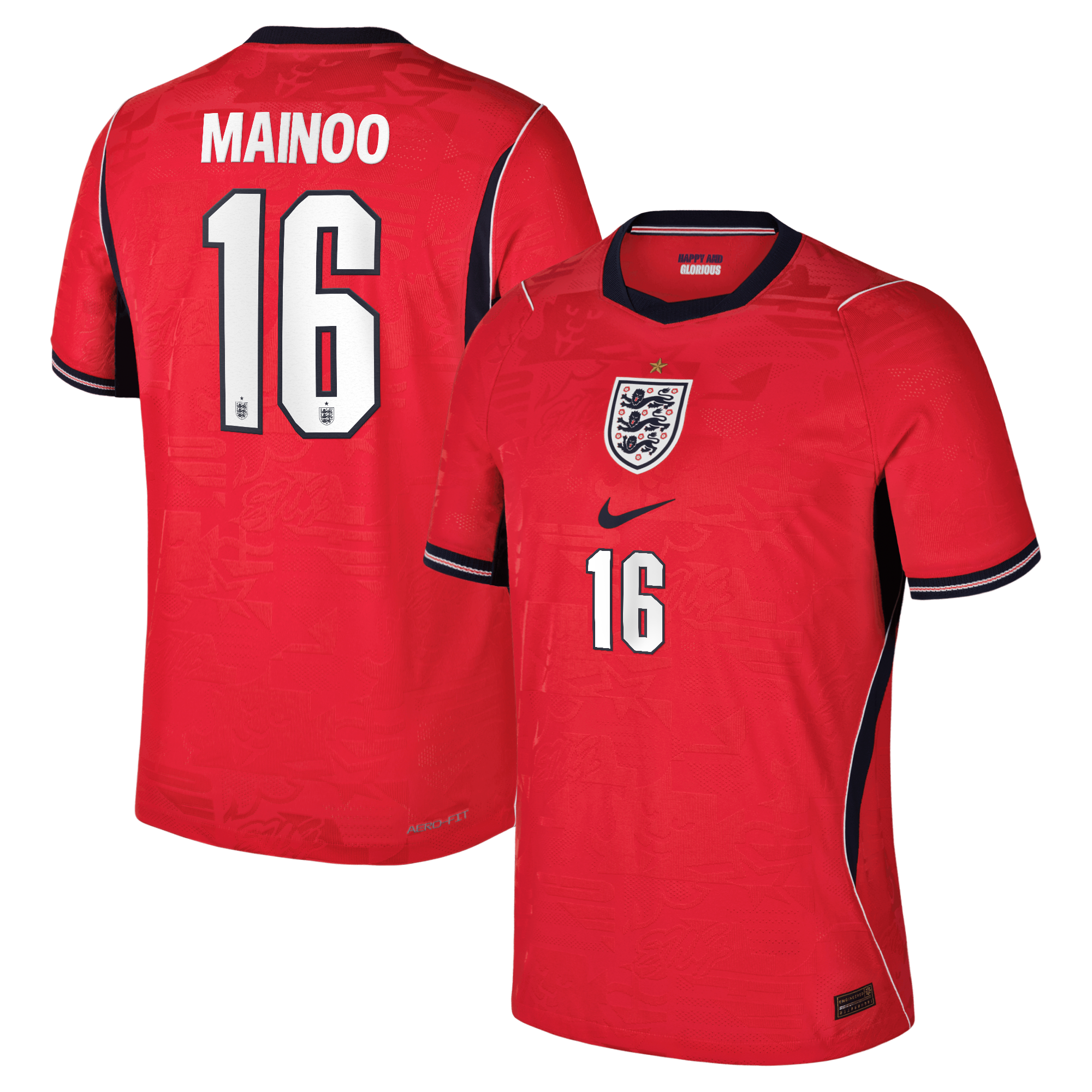 Maillot Extérieur Match Angleterre Nike Aero-FIT 2026 avec flocage Mainoo 16